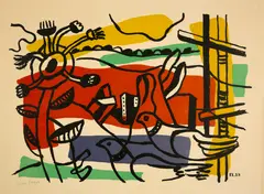 Composition aux deux oiseaux by Fernand Léger, 1954, Colour lithograph, sold Sep 2021