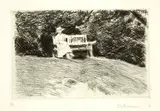 Max Liebermann, Mädchen auf der Gartenbank, 1916, Etching and drypoint