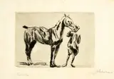 Max Liebermann, Reiterpferd. - Jäger mit Hunden, 1912-1914, 2 etchings