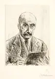 Max Liebermann, Selbstportrait mit dem Hut auf dem Kopf.- Selbstbildnis des Siebzigjährigen, zeichnend, 1912-1917, Etching and drypoint