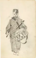 Carl August Liner, Der kleine Trommler, 1 July 1892, Pencil drawing