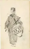 Carl August Liner, Der kleine Trommler, 1 July 1892, Pencil drawing