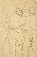 Carl August Liner, Zwei Bauern, Around 1905, Pencil drawing