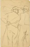 Carl August Liner, Zwei Bauern, Around 1905, Pencil drawing