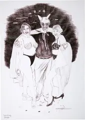 Claudia und Julia Müller, Sweating Jungle, 1997, Drawing in biros, lightly accentuated in pink pen and opaque white