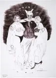 Claudia und Julia Müller, Sweating Jungle, 1997, Drawing in biros, lightly accentuated in pink pen and opaque white