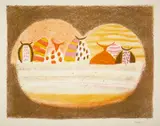 Zoran Mušič, Le bac, 1955, Colour lithograph