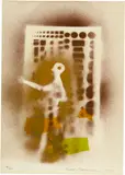 Mann, nach links gehend by Meret Oppenheim, September, 1978, Spray and stencil painting, collaged, sold Sep 2021