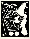 Blatt aus 8 Erfahrungen by A. R. Penck, 1982, Woodcut, sold Sep 2021