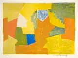 Composition jaune, orange et verte by Serge Poliakoff, 1957, Farblithografie auf BFK Rives-Velin, sold Sep 2021