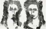 Ilona Ruegg, Ohne Titel. - Ohne Titel, Both 1995, Watercolour on perforated blotting paper, folded in the middle. - Watercolour on canvas paper, with collage