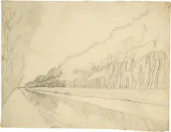 Canal en Flandre by Théo van Rysselberghe, 1894, Pencil, sold Sep 2021