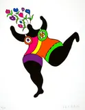 Niki de Saint Phalle, Nana noir avec fleurs, 1996, Colour serigraph