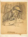 Karl Stauffer-Bern, Der Bücherwurm, Around 1870, Pencil drawing