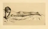Karl Stauffer-Bern, Liegender Weiblicher Akt, 1886, Etching