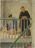 Hans Sturzenegger, Chinesisches Paar im Intérieur, 1911-1912, Oil on wood