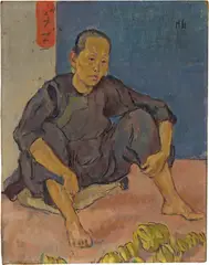 Hans Sturzenegger, Auf dem Boden sitzende Chinesin, Around 1911-1913, Oil on wood