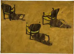 Urs Stooss, Drei Stühle, 1996, Acrylic and bronze pigments on cotton