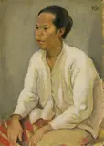 Hans Sturzenegger, Sitzende chinesische Frau, Around 1911-1913, Oil on gauze, on wood
