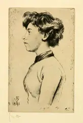 Félix Vallotton, Jeune fille en buste, 1891, Etching