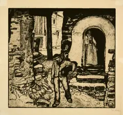 L'enfant mort by Edouard Vallet, 1914, Etching, sold Sep 2021
