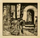 Edouard Vallet, L'enfant mort, 1914, Etching