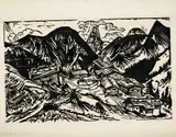 Stafelalp mit Tinzenhorn by Ernst Ludwig Kirchner, 1917, Woodcut, sold Sep 2020