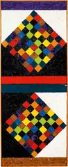 Two-Spectrum Pattern; Per, III + Per, IV by Alfred Jensen, 1976, Oil on canvas, sold Sep 2020
