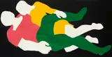 Franz Gertsch, Liebespaar, 1967, Collage with red, yellow and green painted cardboards, except the white one, pasted on paper on masonite, previously primed with acrylic dispersion