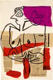 Le Corbusier, Nu féminin, visage de profil et grandes mains, 1951, Brush and ink drawing over collage, coloured papers and newspaper snippets
