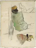 Paul Gauguin, Martiniquaise - Martiniquaise en robe verte assise de dos et buste d'une Martiniquaise en blouse rouge
