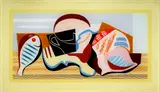Louis Marcoussis, Nature morte au poisson, tasse et coquillage