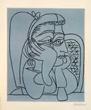 Portrait de Jacqueline accoudée by Pablo Picasso, Cannes, 2. Oktober 1959, Linocut in colours, sold Sep 2020