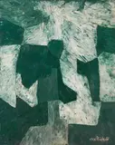 Serge Poliakoff, Composition abstraite - Composition en vert, 1958, Oil on plywood panel