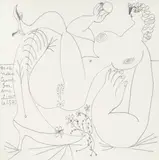 Pablo Picasso, Nu allongé, les jambes croisées, 1. Mai 1971, Pencil drawing