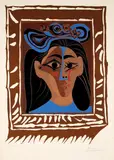 Jacqueline au chapeau de fleurs. II by Pablo Picasso, Mougins, 19. Februar und 30. März 1962, Linocut in colours, sold Sep 2020