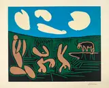Bacchanale à l'acrobate by Pablo Picasso, Cannes, November 1959, Linocut in colours, sold Sep 2020