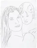 Andy Warhol, Mother and Child, 1981, Charcoal drawing