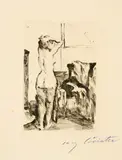 Lovis Corinth, Modellstudie. - Feldweg, Each 1916, 2 sheets of etchings