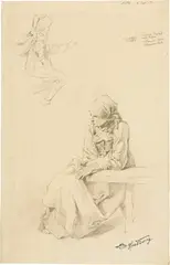 Carl Spitzweg, 2 Blatt Figurenstudien, 1857, Hammer price