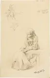 Carl Spitzweg, 2 Blatt Figurenstudien