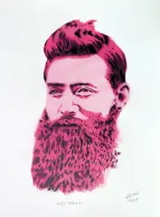 Ha-Ha, Ned Kelly Unmasking, 2019, spray paint on 300 gsm paper