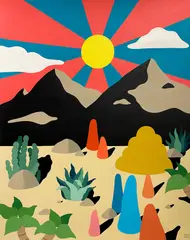 Dabs Myla, Neon Cactus Garden Paper Study, 2020, acrylic on 200gsm Waterford HP paper