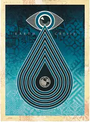 Shepard Fairey, Earth Crisis, 2019, silkscreen and mixed media collage on paper, HPM ed. A/P