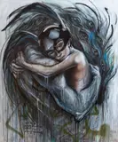Herakut, Don't Let Go Of Your Monsters Without Properly Saying Goodbye, 2019, 9 colour giclee print on mould-made paper ed. A/P