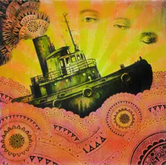 Beau Stanton, Derelict Voyage (Red.Orange), 2020, acrylic and four colour serigraph on wood (HPM) ed. 1/1 HPM