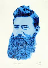 Ha-Ha, Ned Kelly Unmasking, 2019, spray paint on 300 gsm paper