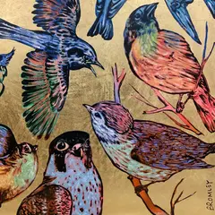 David Bromley, The Journey, acrylic on canvas with gold leaf