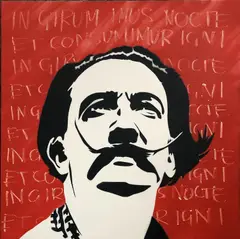 Pure Evil, Salvador Dali - We Are Walking Around In Circles And We Are Consumed By Fire, 2017, spray paint on canvas