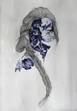 Loretta Lizzio, Cobalt Gaze, 2017, giclee print with hand embellished silver leaf ed. 1/1
